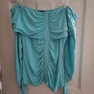 Venus Teal off the shoulder dress top